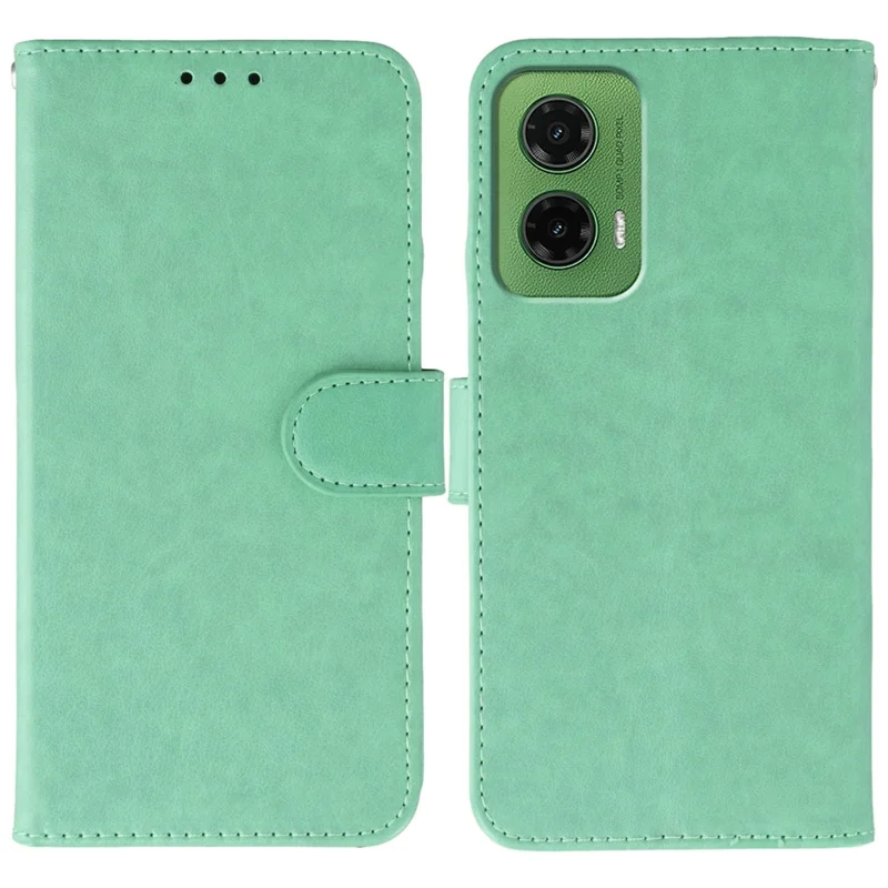 For Motorola Moto G35 5G Case PU Leather Flip Wallet Phone Cover with Strap - Green