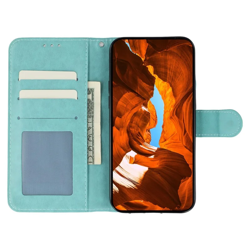 For Motorola Moto G35 5G Case PU Leather Flip Wallet Phone Cover with Strap - Green