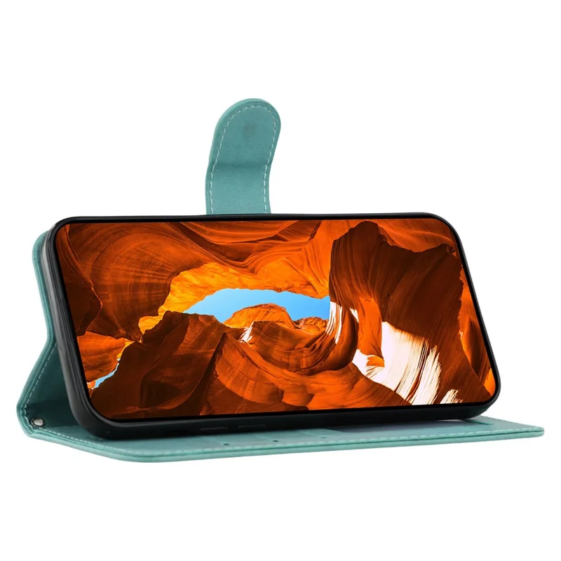 For Motorola Moto G35 5G Case PU Leather Flip Wallet Phone Cover with Strap - Green