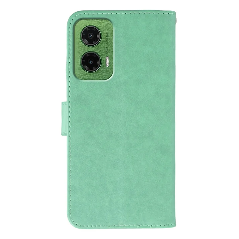 For Motorola Moto G35 5G Case PU Leather Flip Wallet Phone Cover with Strap - Green