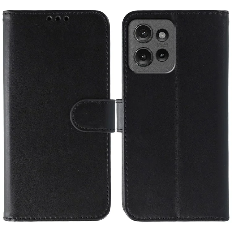 Für Motorola Edge 50 5G Hülle Kunstleder Flip Wallet Handyhülle mit Trageriemen - Schwarz