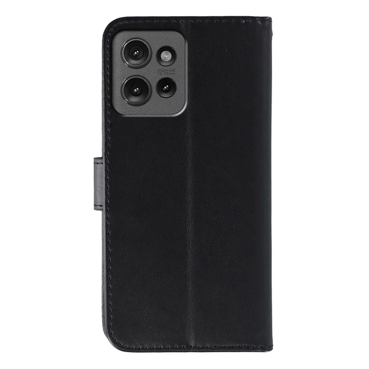 Für Motorola Edge 50 5G Hülle Kunstleder Flip Wallet Handyhülle mit Trageriemen - Schwarz