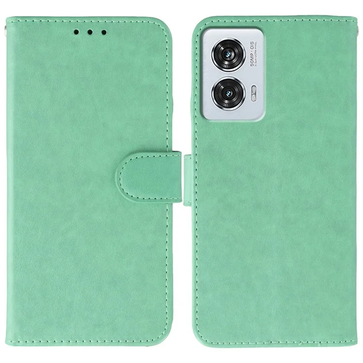 For Motorola Edge 50 Fusion 5G Case PU Leather Flip Wallet Phone Cover with Strap - Green