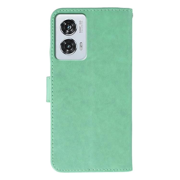 For Motorola Edge 50 Fusion 5G Case PU Leather Flip Wallet Phone Cover with Strap - Green