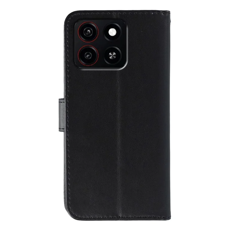 For ZTE Blade A35 Case PU Leather Flip Wallet Phone Cover with Strap - Black