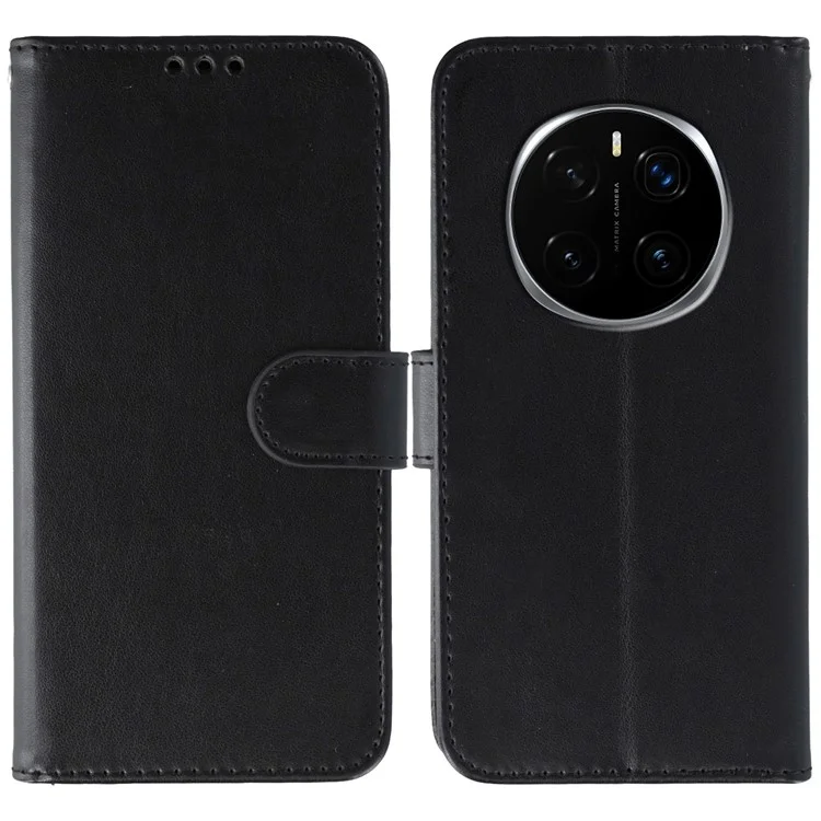 For Honor Magic7 Pro 5G Case PU Leather Flip Wallet Phone Cover with Strap - Black