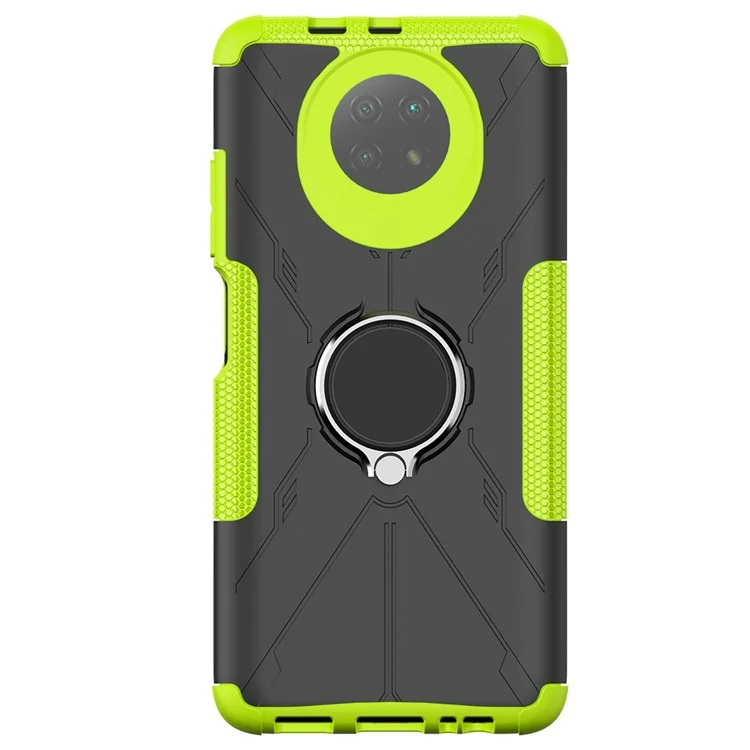 Case de Téléphone à L'épreuve du Choc Pour Xiaomi Redmi Note 9 5G, Ring Kickstand PC + TPU Téléphone Retour - Vert