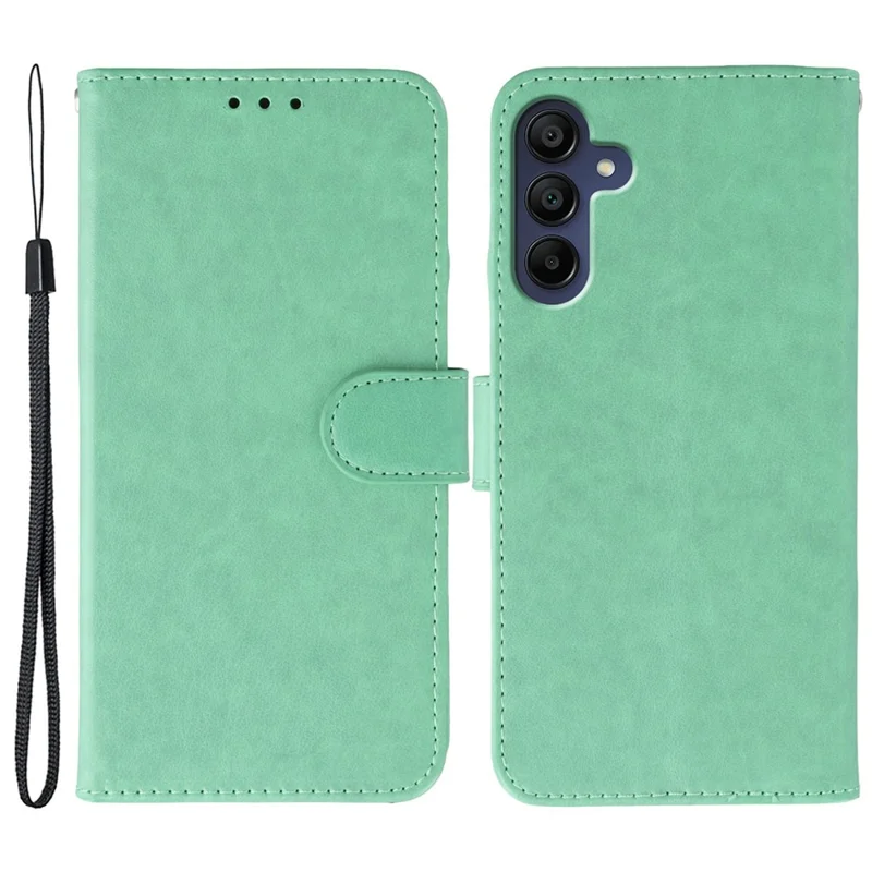 For Samsung Galaxy A25 5G (Global) (161mm) Cases PU Leather Flip Wallet Phone Cover with Strap - Green