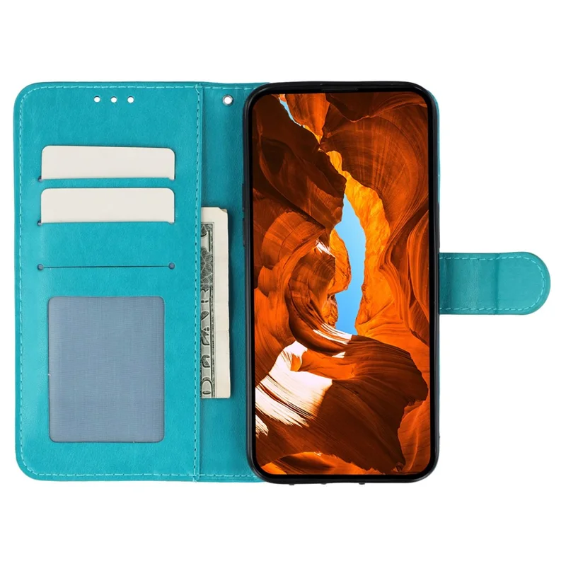 For Samsung Galaxy A35 5G Cases PU Leather Flip Wallet Phone Cover with Strap - Blue