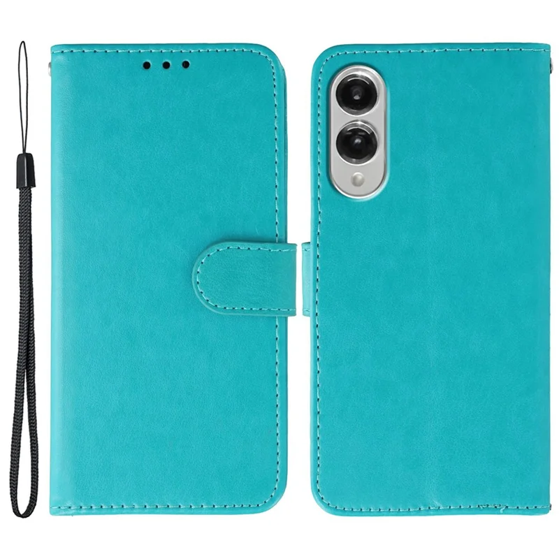 For Samsung Galaxy S25 Edge Cases PU Leather Flip Wallet Phone Cover with Strap - Blue