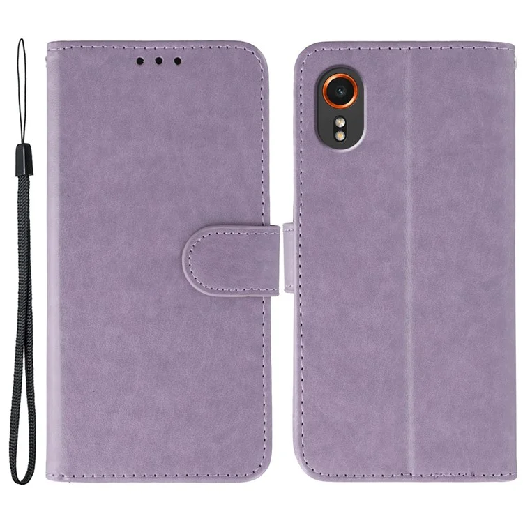 Für Samsung Galaxy Xcover7 Hüllen Kunstleder Flip Wallet Handyhülle mit Trageriemen - Lila