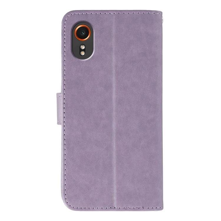 Für Samsung Galaxy Xcover7 Hüllen Kunstleder Flip Wallet Handyhülle mit Trageriemen - Lila