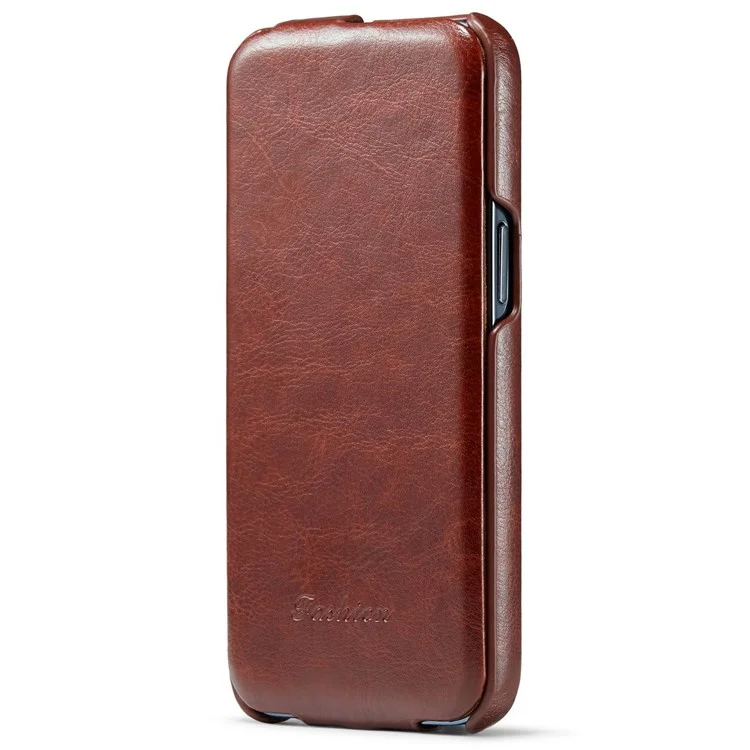 Per iPhone 14 Pro Max Vertical Flip PU Leather Phone Case Imprinted Pattern Crazy Horse Texture Shockproof Protective Cover - Brown