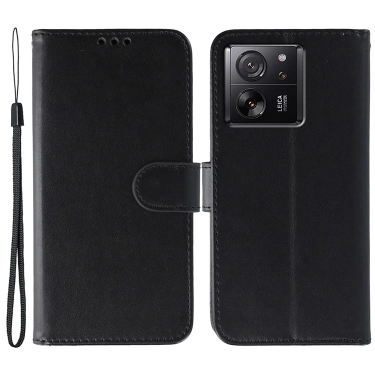 Funda con tapa de piel sintética y cierre billetera para Xiaomi 13T Pro / 13T / Redmi K60 Ultra - Negro