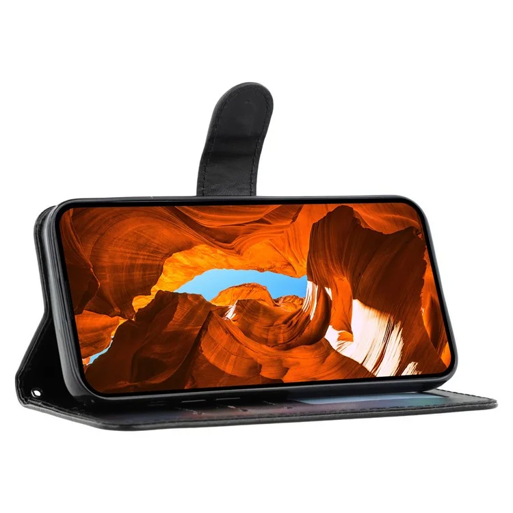 Funda con tapa de piel sintética y cierre billetera para Xiaomi 13T Pro / 13T / Redmi K60 Ultra - Negro