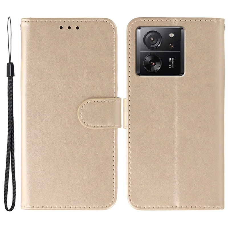 For Xiaomi 13T Pro  /  13T  /  Redmi K60 Ultra Cases PU Leather Flip Wallet Phone Cover with Strap - Rose Gold
