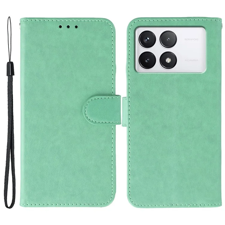 For Xiaomi 14T Cases PU Leather Flip Wallet Phone Cover with Strap - Green
