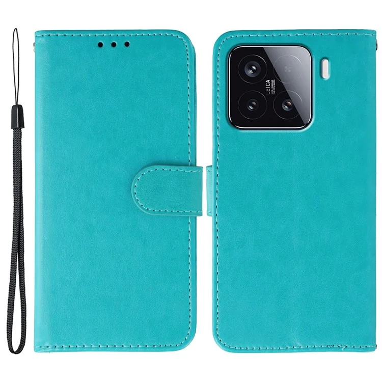For Xiaomi 15 Cases PU Leather Flip Wallet Phone Cover with Strap - Blue