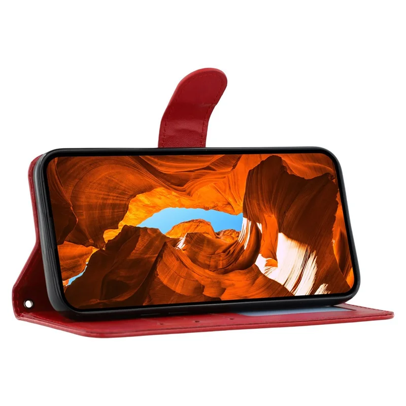 For Xiaomi 15 Cases PU Leather Flip Wallet Phone Cover with Strap - Red