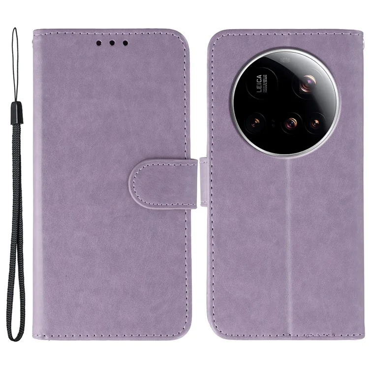 For Xiaomi 15 Ultra Cases PU Leather Flip Wallet Phone Cover with Strap - Purple