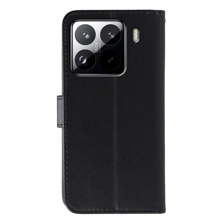 For Xiaomi 15 Pro Cases PU Leather Flip Wallet Phone Cover with Strap - Black