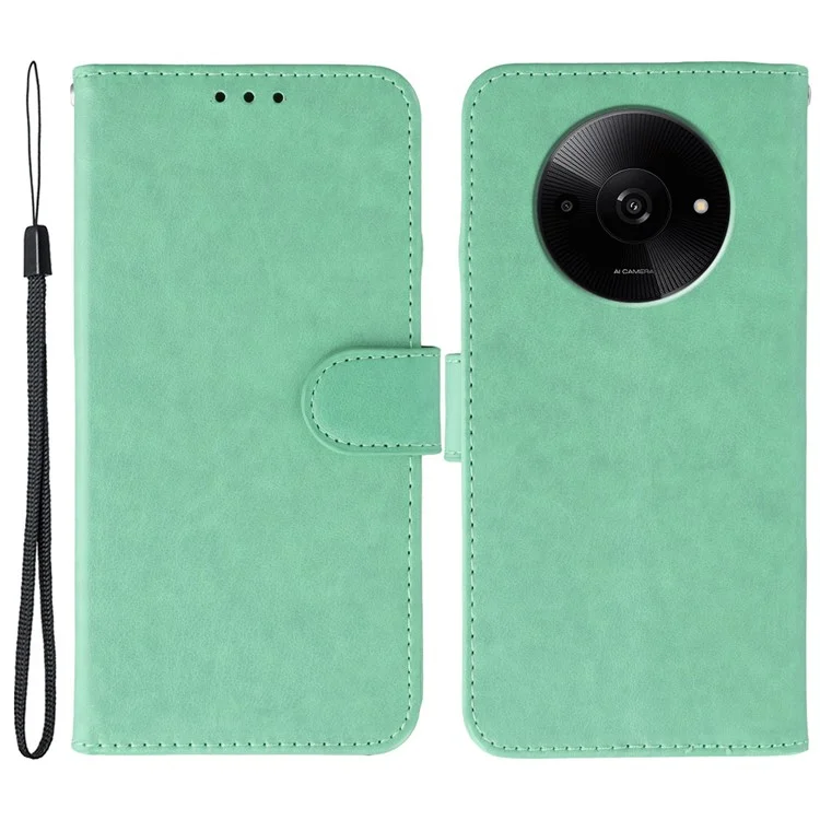 Para Xiaomi Poco C61 4G Capas de Couro PU Flip Carteira Capa de Telefone com Alça - Verde
