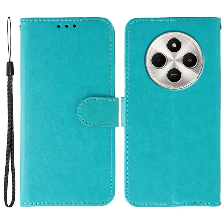 Para Xiaomi Poco C75 4G Capas de Couro PU Flip Carteira Capa de Celular com Alça - Azul