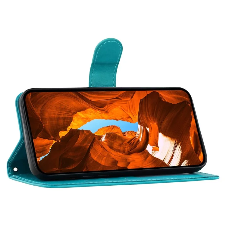 Para Xiaomi Poco C75 4G Capas de Couro PU Flip Carteira Capa de Celular com Alça - Azul
