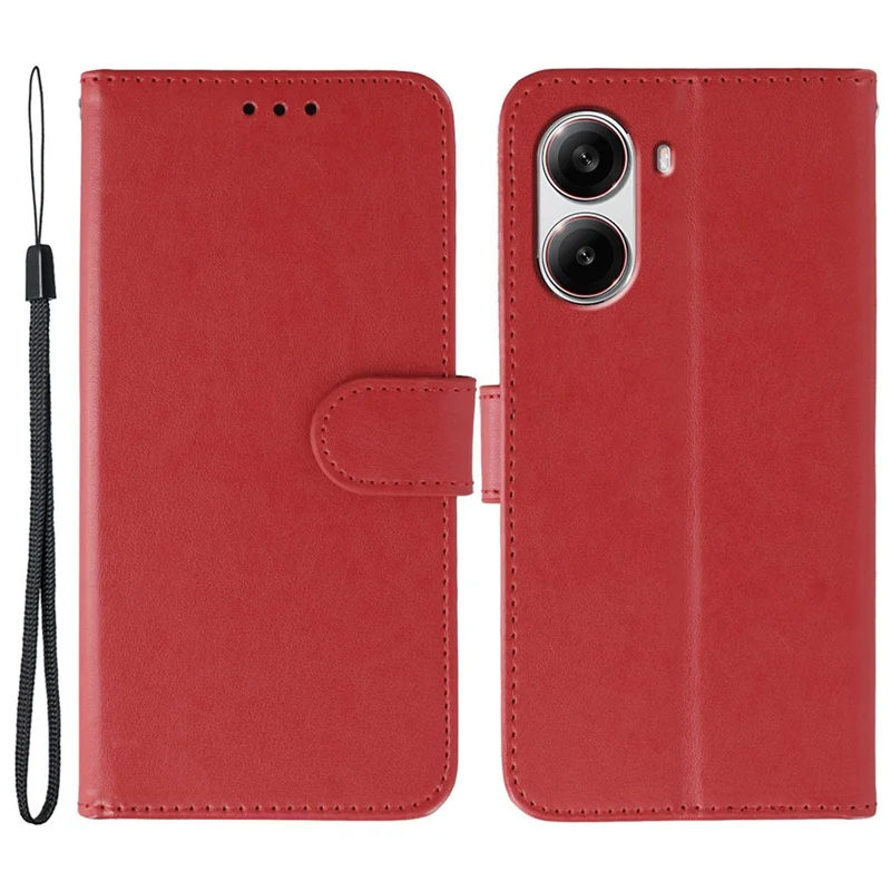 Voor Xiaomi Poco X7 Pro 5G hoesjes PU-leer flip portemonnee telefoonhoesje met bandje - Rood