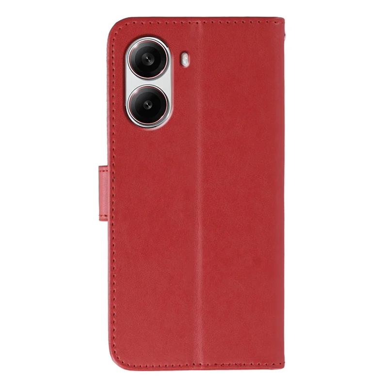 Voor Xiaomi Poco X7 Pro 5G hoesjes PU-leer flip portemonnee telefoonhoesje met bandje - Rood
