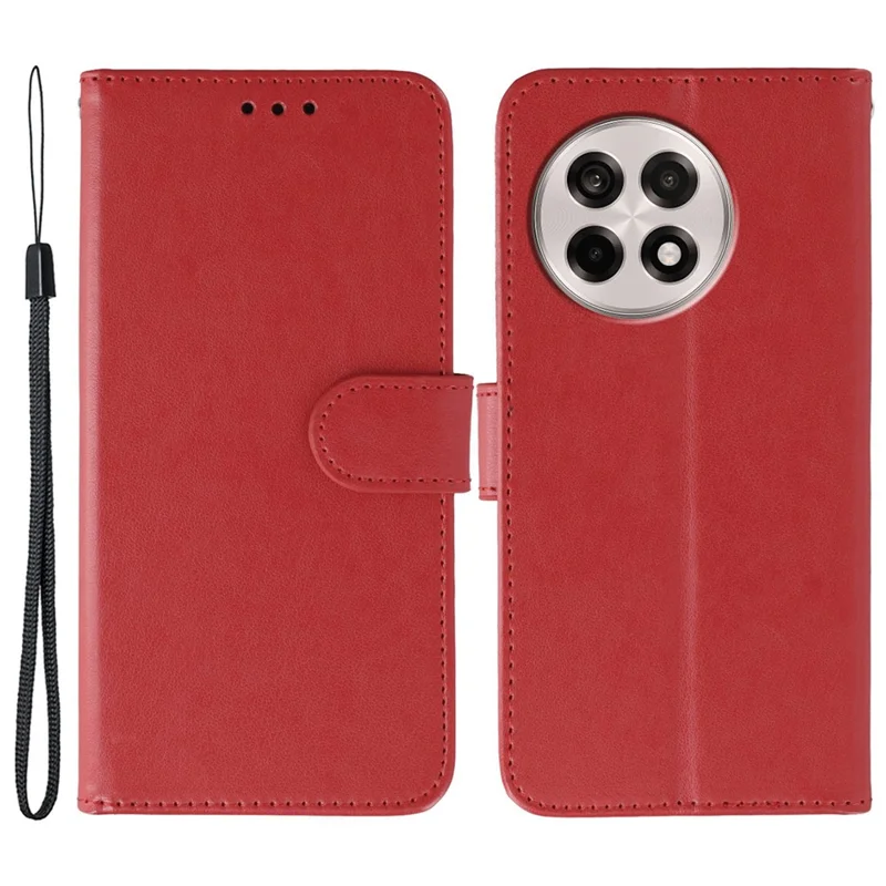 For OnePlus Ace 5 Pro 5G  /  Ace 5 5G  /  13R 5G Cases PU Leather Flip Wallet Phone Cover with Strap - Red