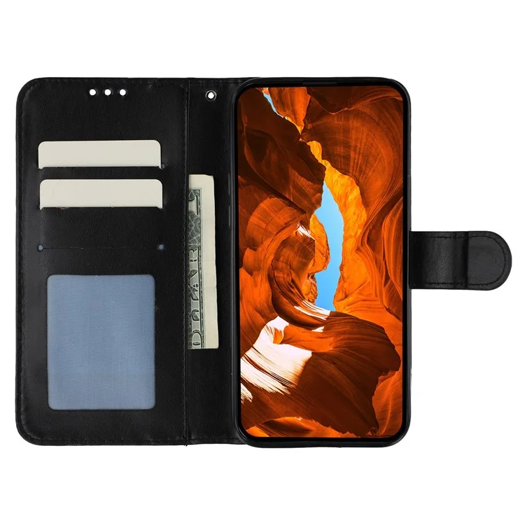 For OnePlus Nord CE4 Lite 5G Cases PU Leather Flip Wallet Phone Cover with Strap - Black