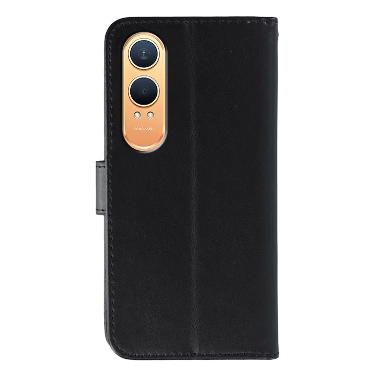 For OnePlus Nord CE4 Lite 5G Cases PU Leather Flip Wallet Phone Cover with Strap - Black