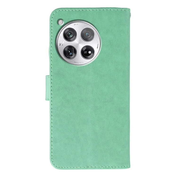 For OnePlus 12 5G Cases PU Leather Flip Wallet Phone Cover with Strap - Green
