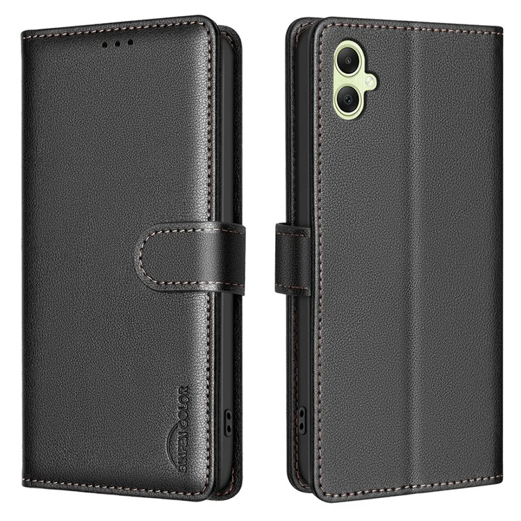 BINFEN COLOR BF32 Capa Carteira de Couro para Samsung Galaxy F06 5G / M06 5G com Bloqueio RFID - Preto