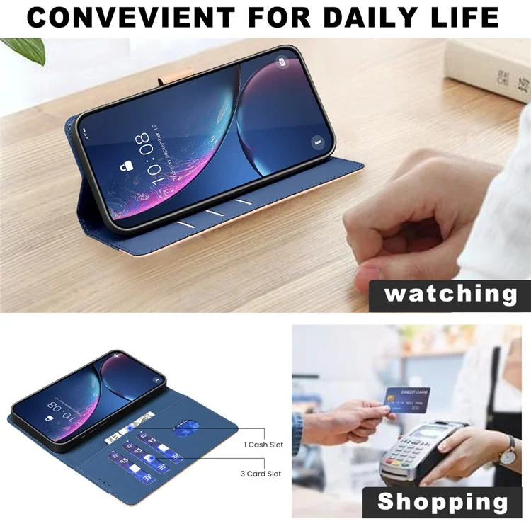 BINFEN COLOR BF33 For Oppo A5 Pro 4G (Global) / 5G (Global) / A5 Energy 5G (China) Leather Case RFID Blocking Wallet Stand Phone Cover - Blue