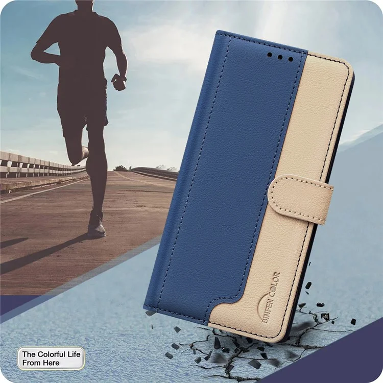 BINFEN COLOR BF33 For Oppo A5 Pro 4G (Global) / 5G (Global) / A5 Energy 5G (China) Leather Case RFID Blocking Wallet Stand Phone Cover - Blue