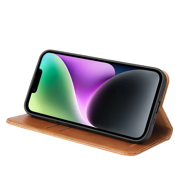 Fierre Shann Drop-proof Phone Cope Для Iphone 14, Автоматическое Поглощенное Магнитное Закрытие - Коричневый