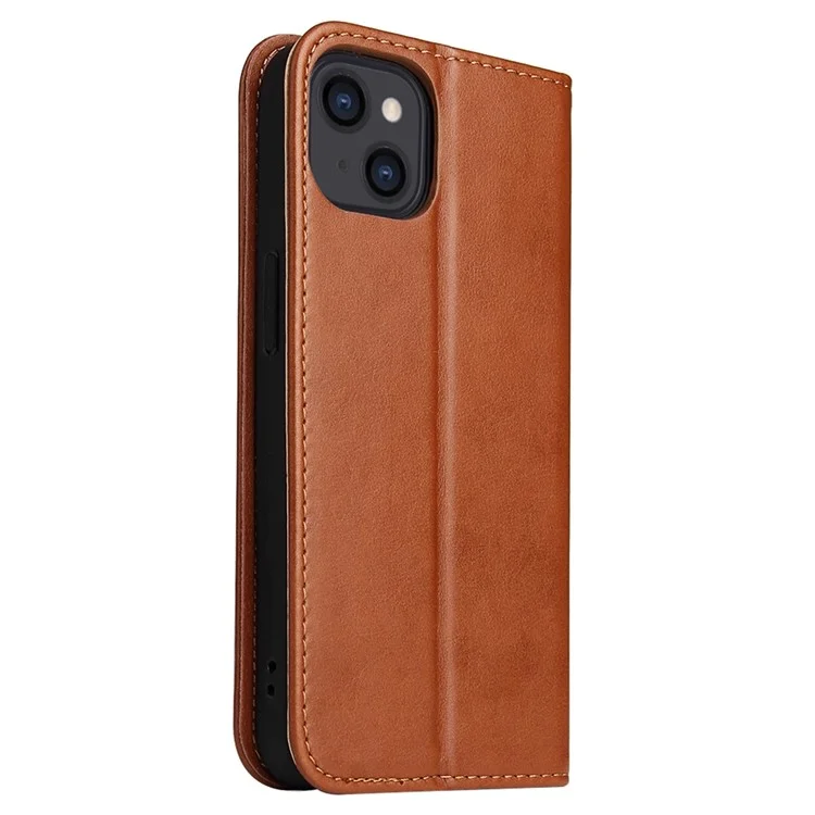 Fierre Shann Drop-proof Phone Cope Для Iphone 14, Автоматическое Поглощенное Магнитное Закрытие - Коричневый