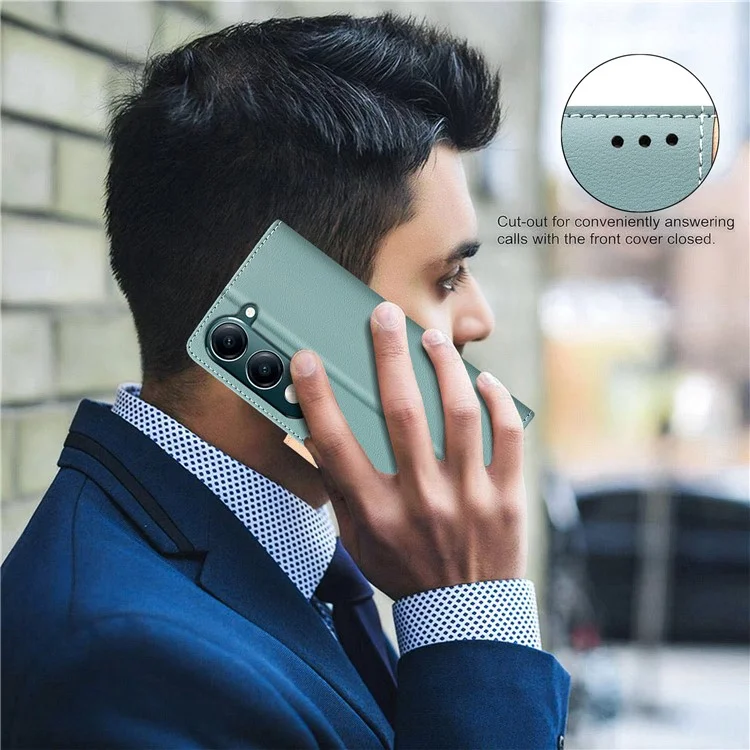 BINFEN COLOR BF33 Para vivo Y29s 5G / Y04 4G Estuche de cuero Empalme de color Cartera RFID Blocking Soporte Funda de teléfono - Verde