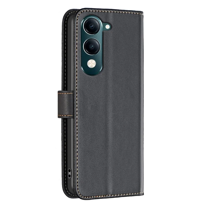 BINFEN COLOR BF17 For vivo Y29s 5G  /  Y04 4G Case Wallet Folio Flip Leather Cover - Black