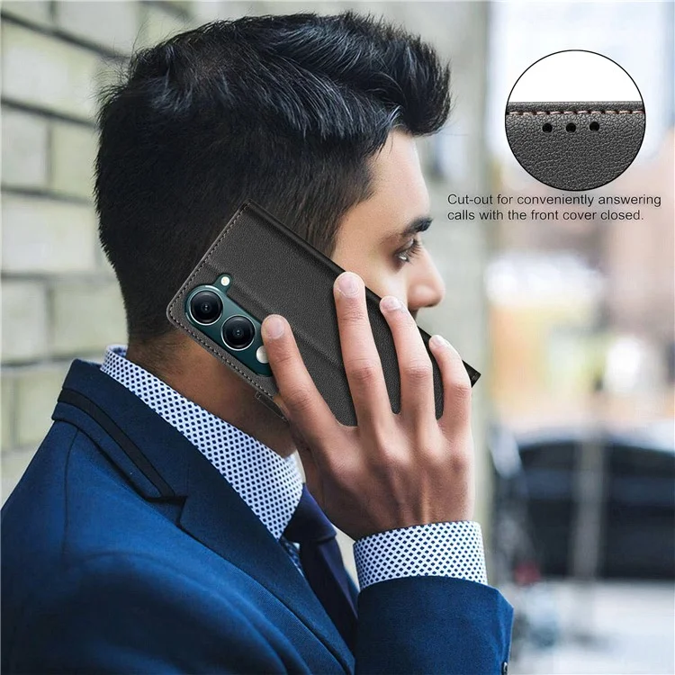 BINFEN COLOR BF32 Capa Carteira de Couro para vivo Y29s 5G / Y04 4G com Bloqueio RFID - Preto