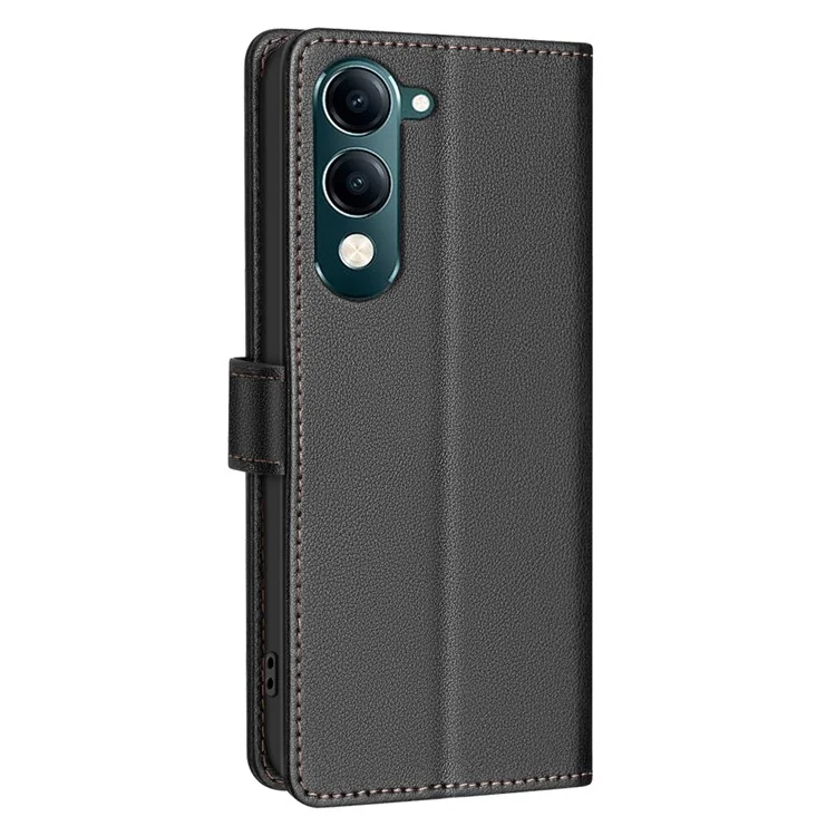 BINFEN COLOR BF32 Capa Carteira de Couro para vivo Y29s 5G / Y04 4G com Bloqueio RFID - Preto