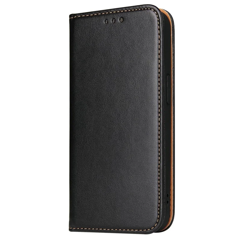 FIERRE SHANN for iPhone 14 Plus Anti-fall Phone Case Stand Auto-absorbed Magnetic Closure PU Leather Protective Phone Wallet Cover - Black
