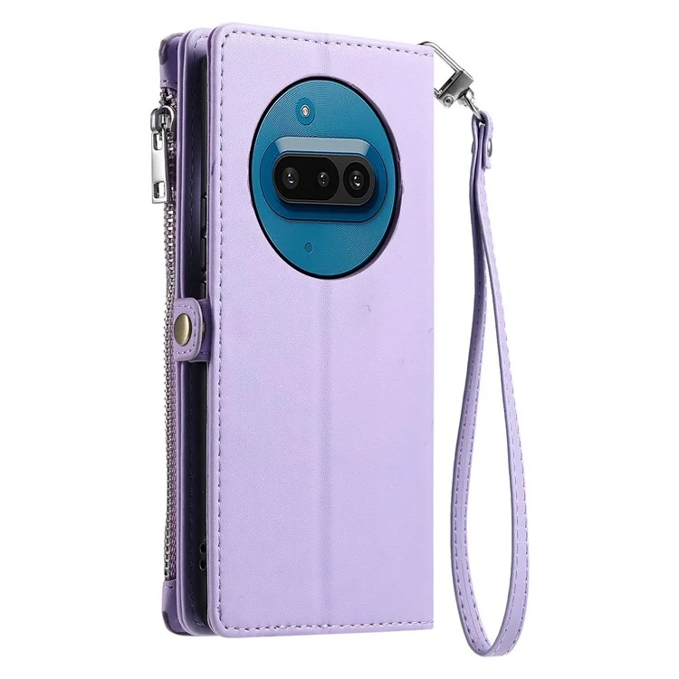For Nothing Phone (3a) Case TPU + PU Leather Wallet Phone Cover with Wrist Strap - Purple