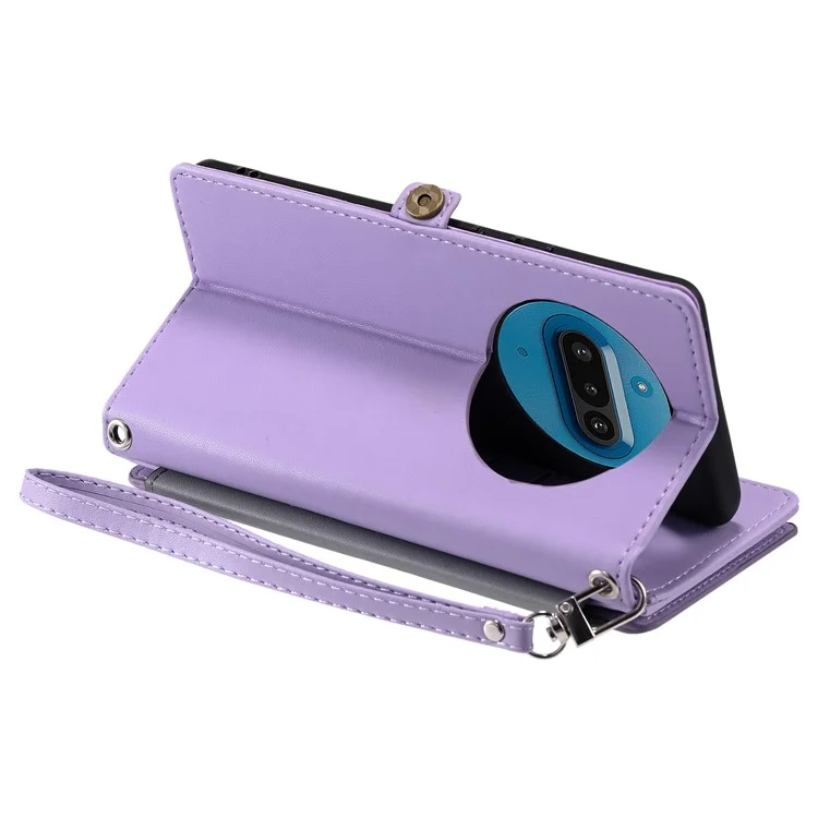For Nothing Phone (3a) Case TPU + PU Leather Wallet Phone Cover with Wrist Strap - Purple