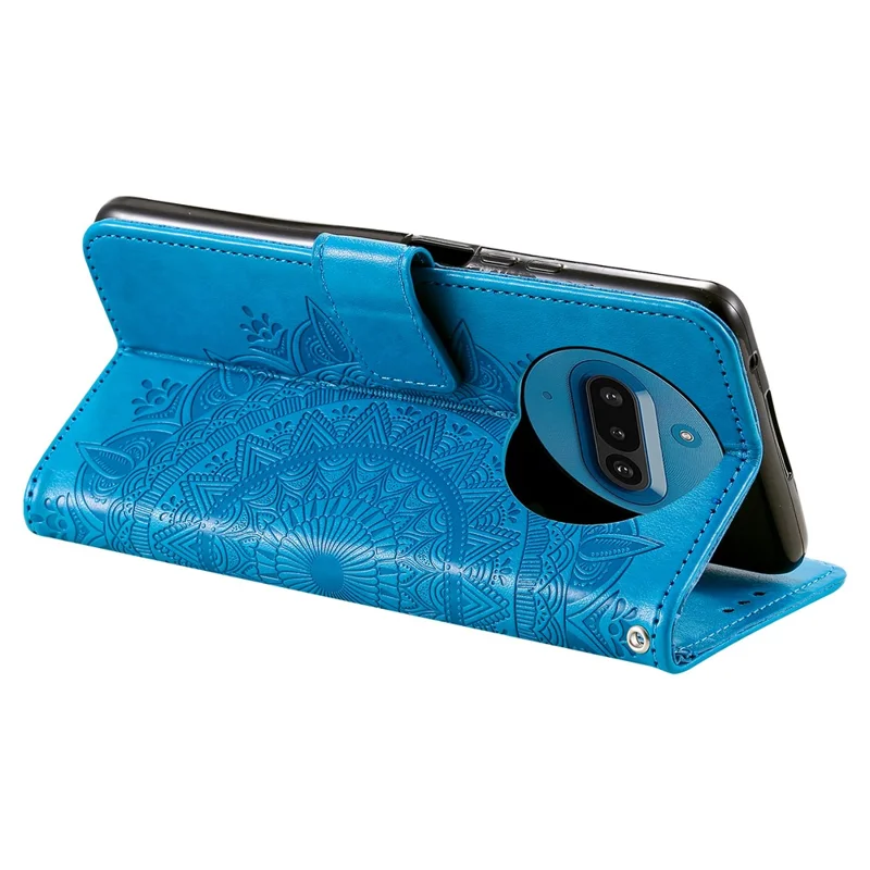 For Nothing Phone (3a) Stand Case Imprinted Totem PU Leather Wallet Phone Cover - Blue