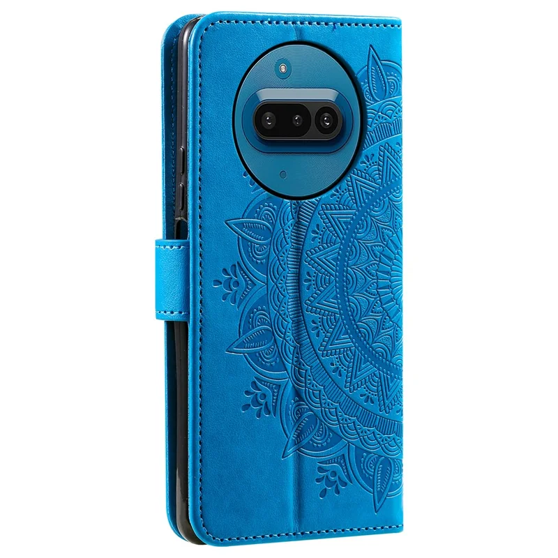 For Nothing Phone (3a) Stand Case Imprinted Totem PU Leather Wallet Phone Cover - Blue
