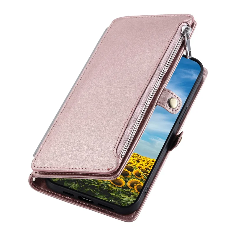 For Nothing Phone (3a) Pro Case TPU + PU Leather Wallet Phone Cover with Wrist Strap - Rose Gold