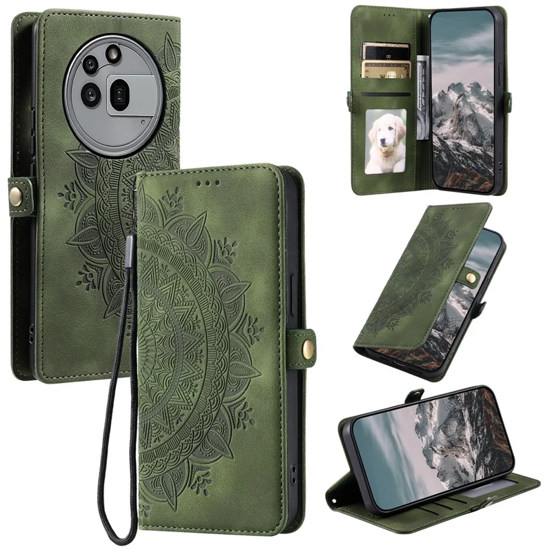 Style 016 per Nothing Phone (3a) Pro Cover Custodia a Portafoglio con Sensazione Totem Stampato - Verde Scuro